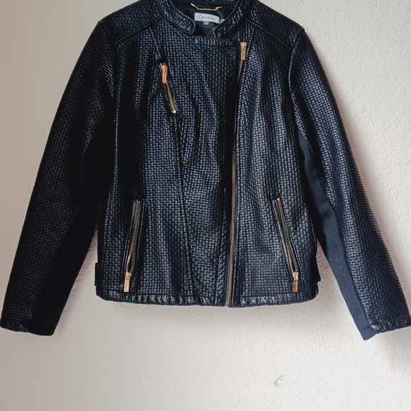 Calvin Klein black with gold zippers and snaps. - Picture 9 of 11